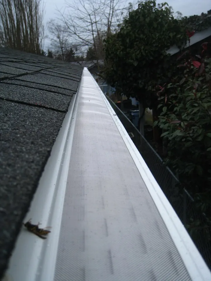 Full-length GoPro MicroMesh stainless steel gutter guard with continuous coverage and no gaps along the roof edge